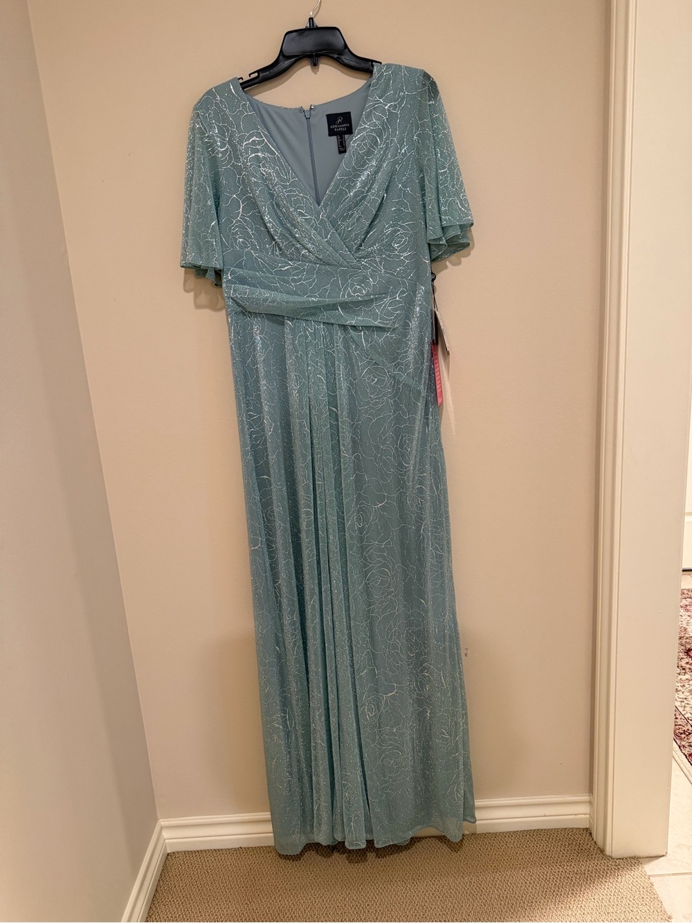 Adrianna Papell metallic draped gown. NWT. Size 12